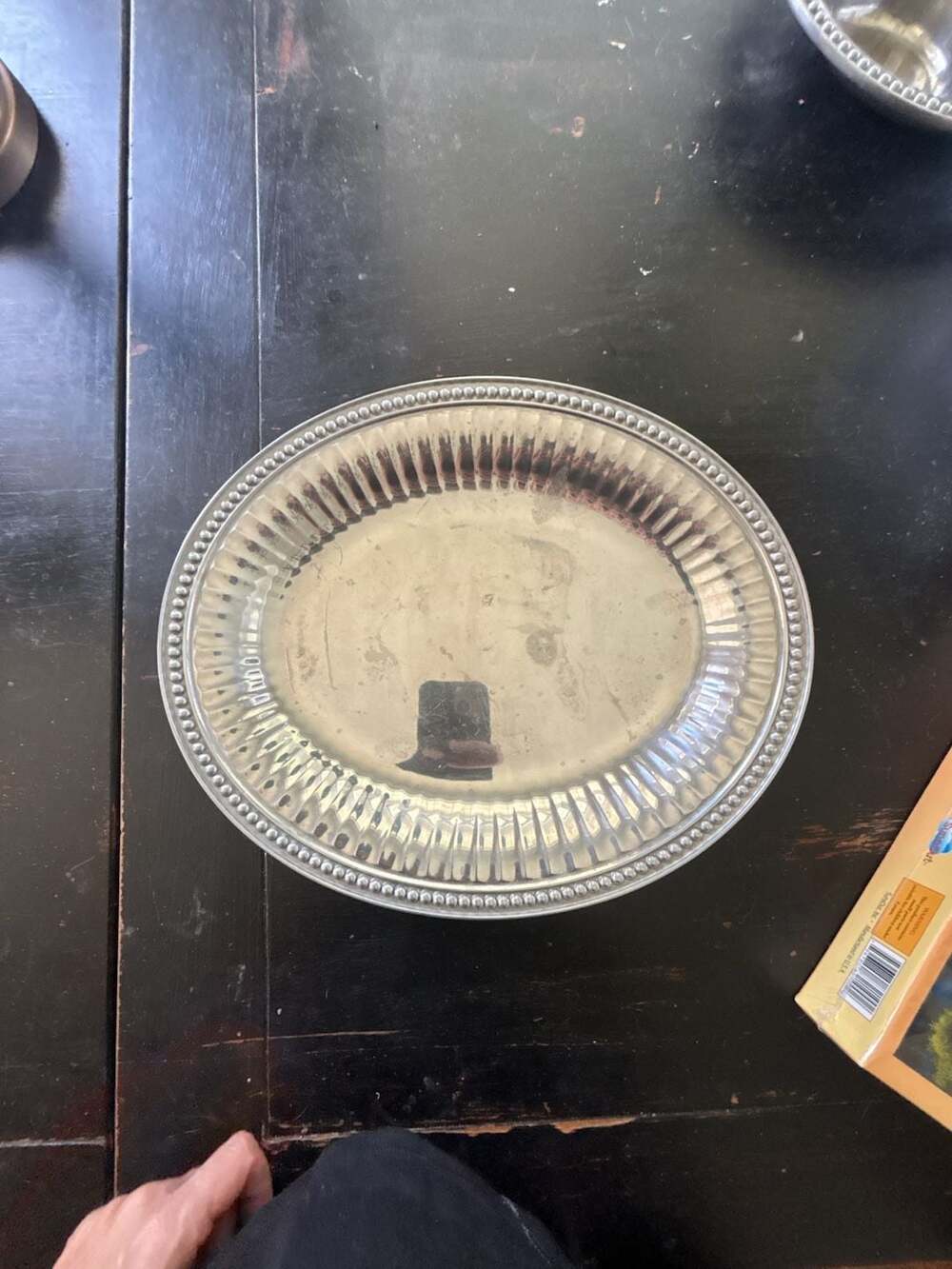 Wilton Armetale Flutes and Pearl Oval Serving Tray